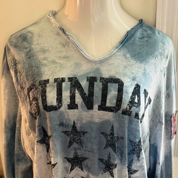 Boho-Chic French Linen Tie Dye Tunic, Sunday, sz XXL, Starry Blue Color - Picture 2 of 12